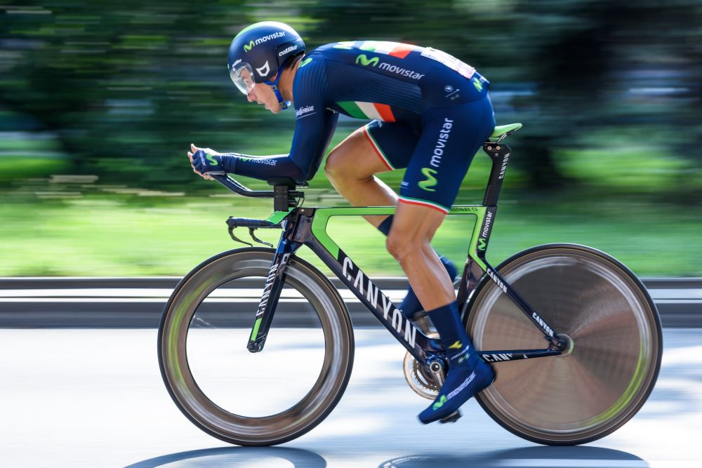 Cyclist riding in the time trial position