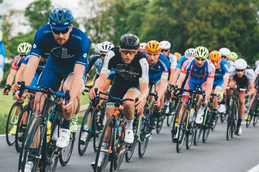 Bicycle racers on a track